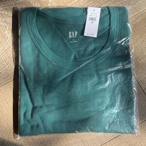 GAP waffle Teal Ribbed Knit Top M Long sleeve